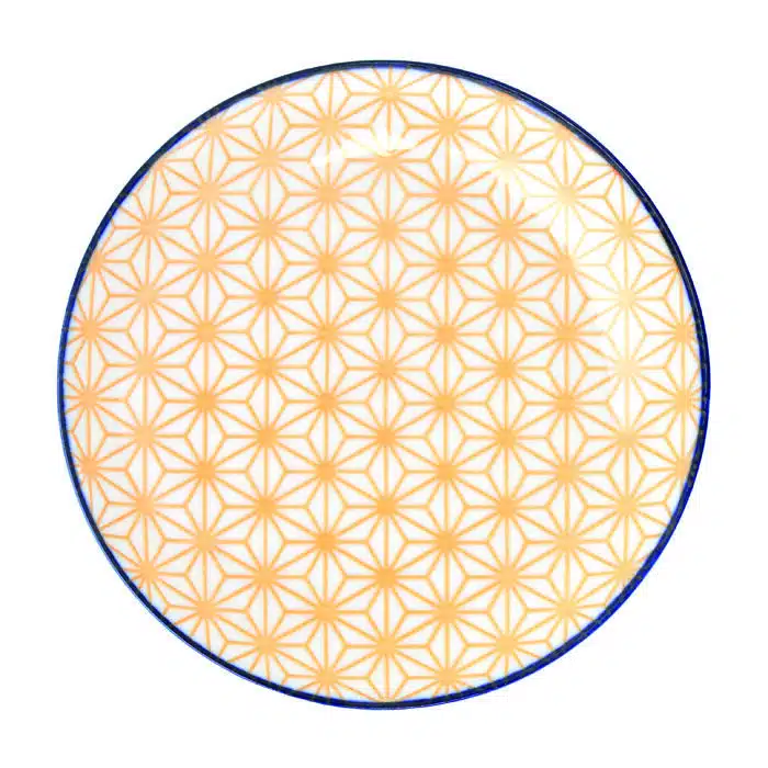 Yellow / Blue plate - Star Wave - 16 x 2 cm