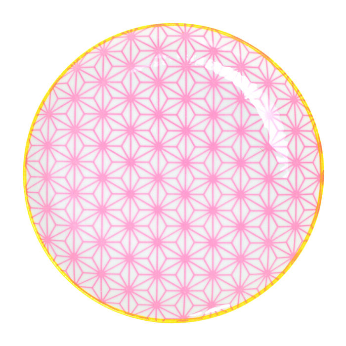 Pink / Yellow Plate - Star Wave - 16 x 2 cm