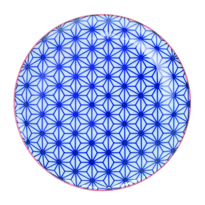 Blue / pink plate - star wave - 16 x 2 cm