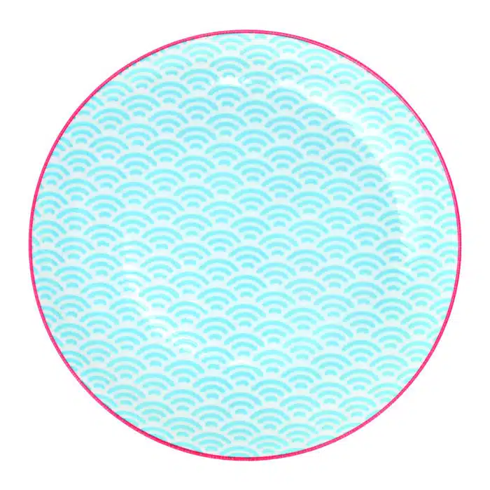 Blue / Red plate - star wave - 20.6 x 2.2 cm
