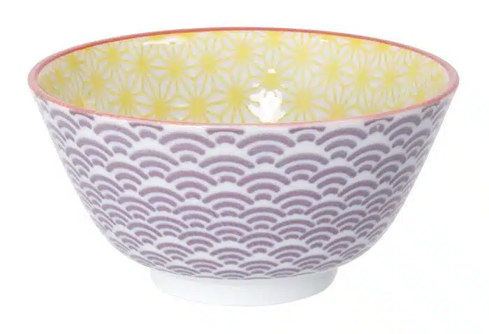 Yellow / Purple Bowl - Star Wave - 12 x 6.4 cm 300 ml
