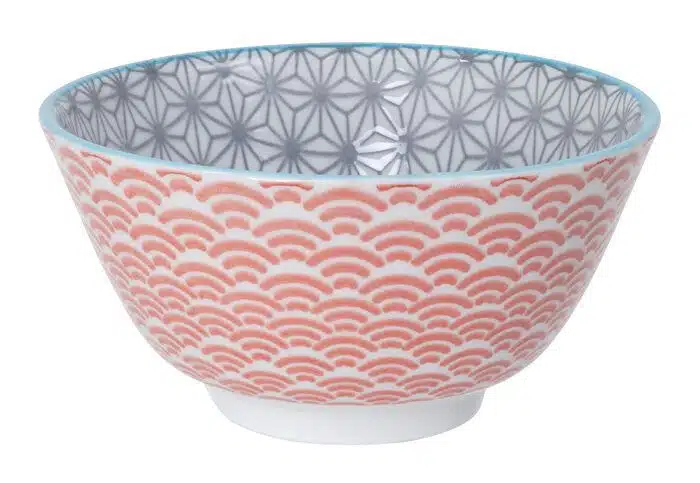 Gray / Red Bowl - Star Wave - 12 x 6.4 cm 300 ml