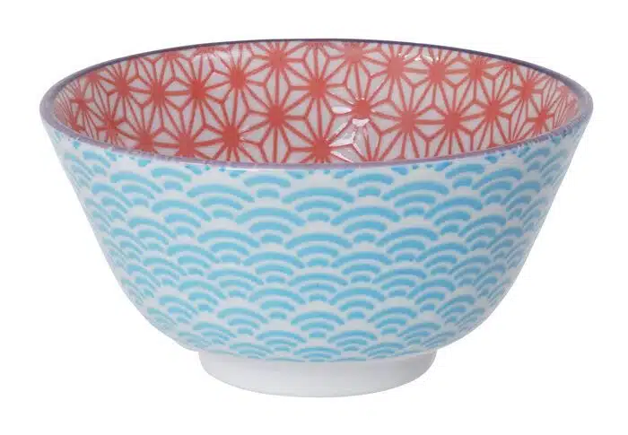 Red / Blue Bowl - Star Wave - 12 x 6.4 cm 300 ml