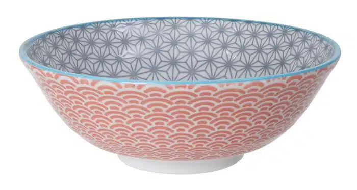 Gray / Red Bowl - Star Wave - 21 x 7,8 cm 1100 ml