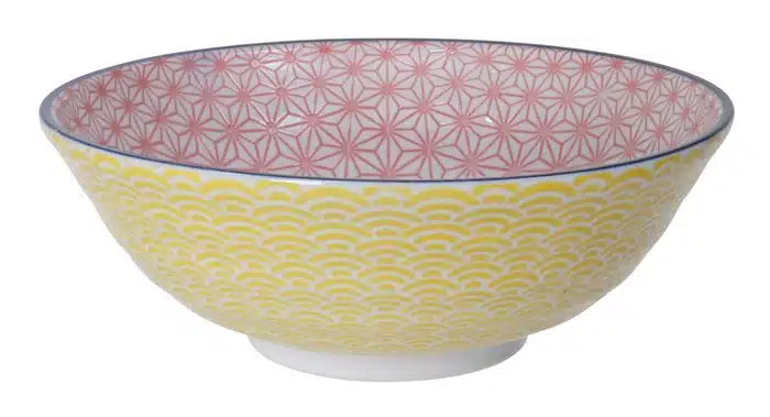 Pink / Yellow Bowl - Star Wave - 21 x 7.8 cm 1100 ml