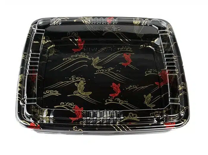 Disposable container made of black plastic - 31.8 x 31.8 x 4.6 cm (packed per 10)