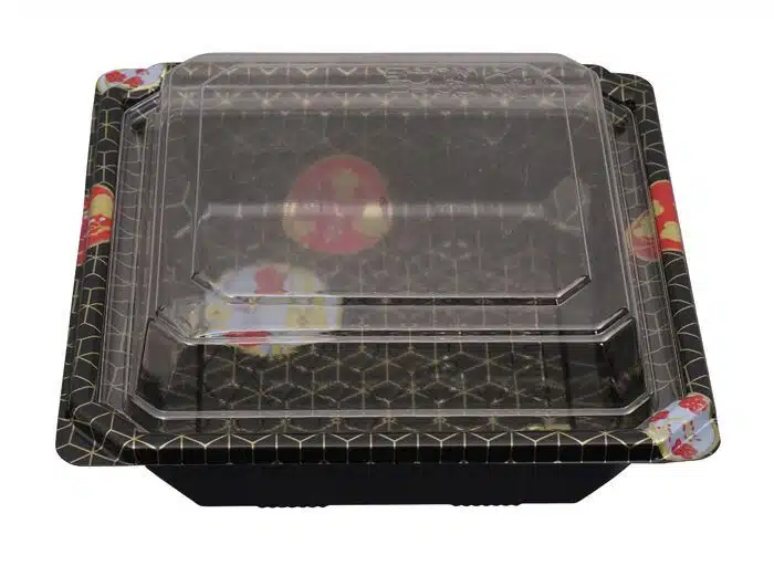 Disposable container made of black plastic (Lid) - 12,6 x 12,6 x 3,3 cm (packed per 50)