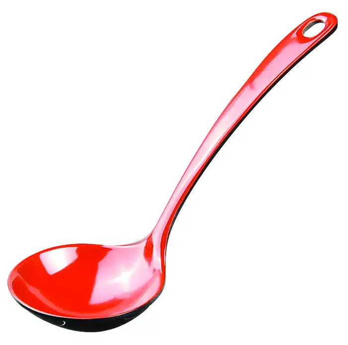 Black / red dessert spoon - melamine - 17,5 x 6,5 cm