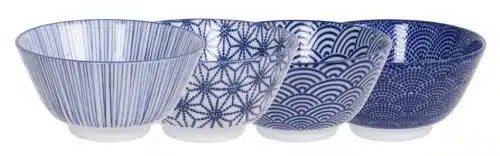 Tokyo Design Studio - Nippon Blue - Kommenset - 12 x 6.4cm 300ml - 4 stuks