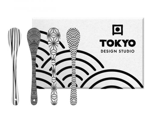 Porcellana Asiatica 2X Ciotole per Salsa TOKYO design studio Nippon Black Sushi-Set Bianco-Nero Design Giapponese 2X Piatti Sushi 2X Bacchette 6 Pezzi Confezione Regalo Inclusa. 