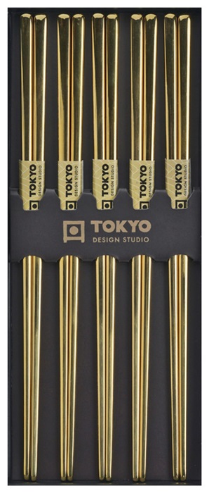 Tokyo Design Studio – Eetstokjes Giftbox – RVS – Goud – 5 stuks