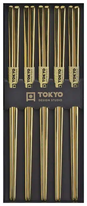 Tokyo Design Studio – Eetstokjes Giftbox – RVS – Goud – 5 stuks