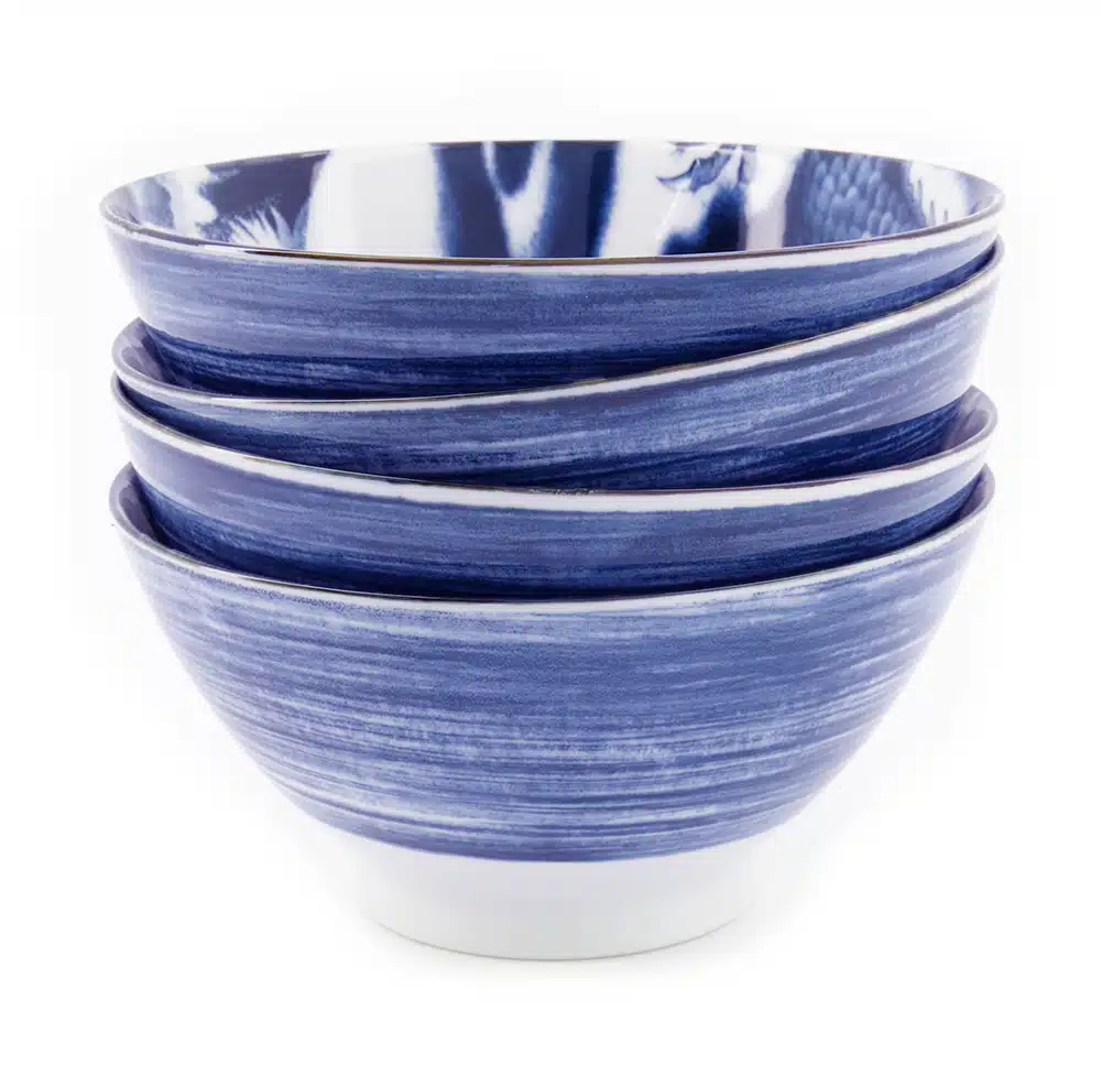 Tokyo Design Studio - Japonism - Ramen bowls - Set of 4 - 1000ml - Blue - 17.8x8.8cm - Image 2