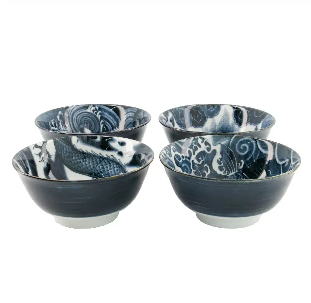 Tokyo Design Studio - Japonism - Tayo Bowls - Set of 4 - 500ml - Black - 14.7x6.9cm - Image 2