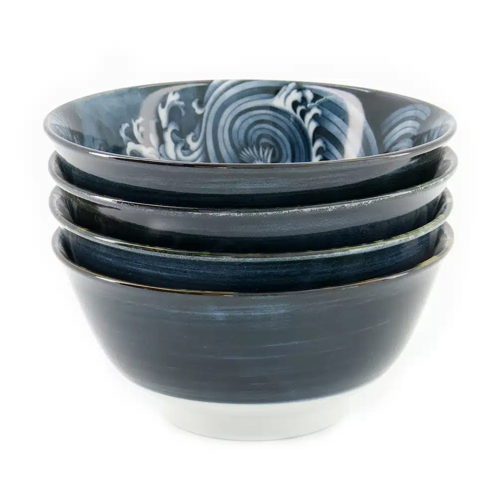 Tokyo Design Studio - Japonism - Tayo Bowls - Set of 4 - 500ml - Black - 14.7x6.9cm - Image 3