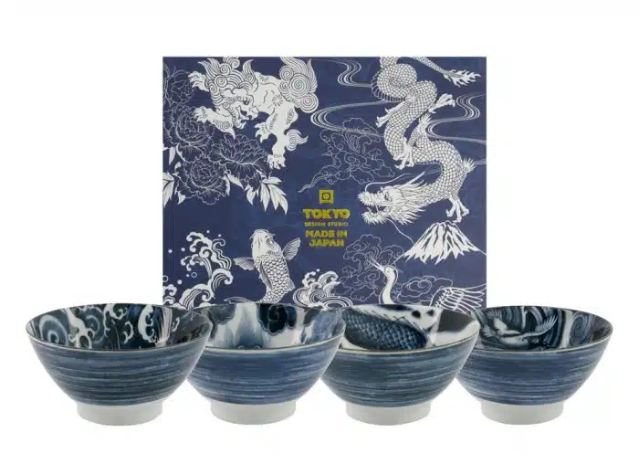 Tokyo Design Studio - Japonism - Ramen bowls - Set of 4 - 1000ml - Black - 17.8x8.8cm