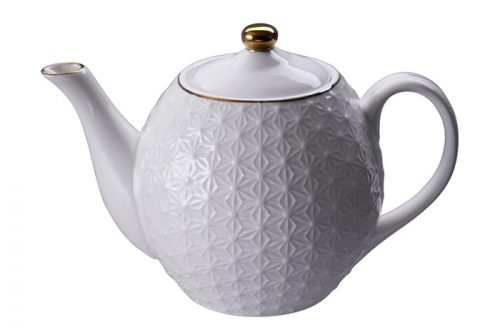 Nippon White Gold Rim Round Teapot Giftset