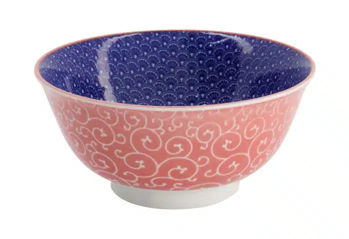 Tokyo Design Studio - Mixed Bowls - Tayo Kom - Seikaiha Inner Blauw - 14,8×6,8cm 550ml