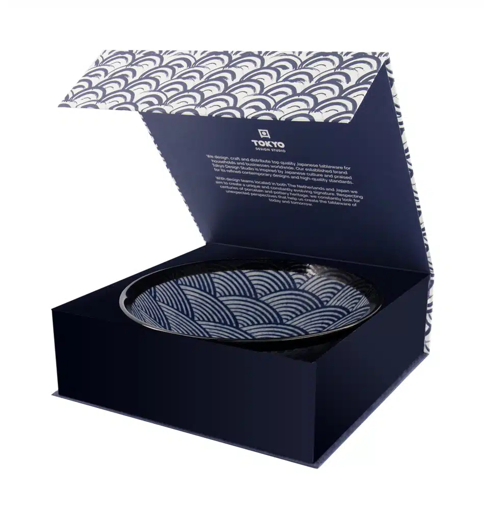 Tokyo Design Studio - Aisai Seigaiha - Bowl Set - 1 Piece - Gift Box - 24.5x7.5cm - 1400ml - Image 2