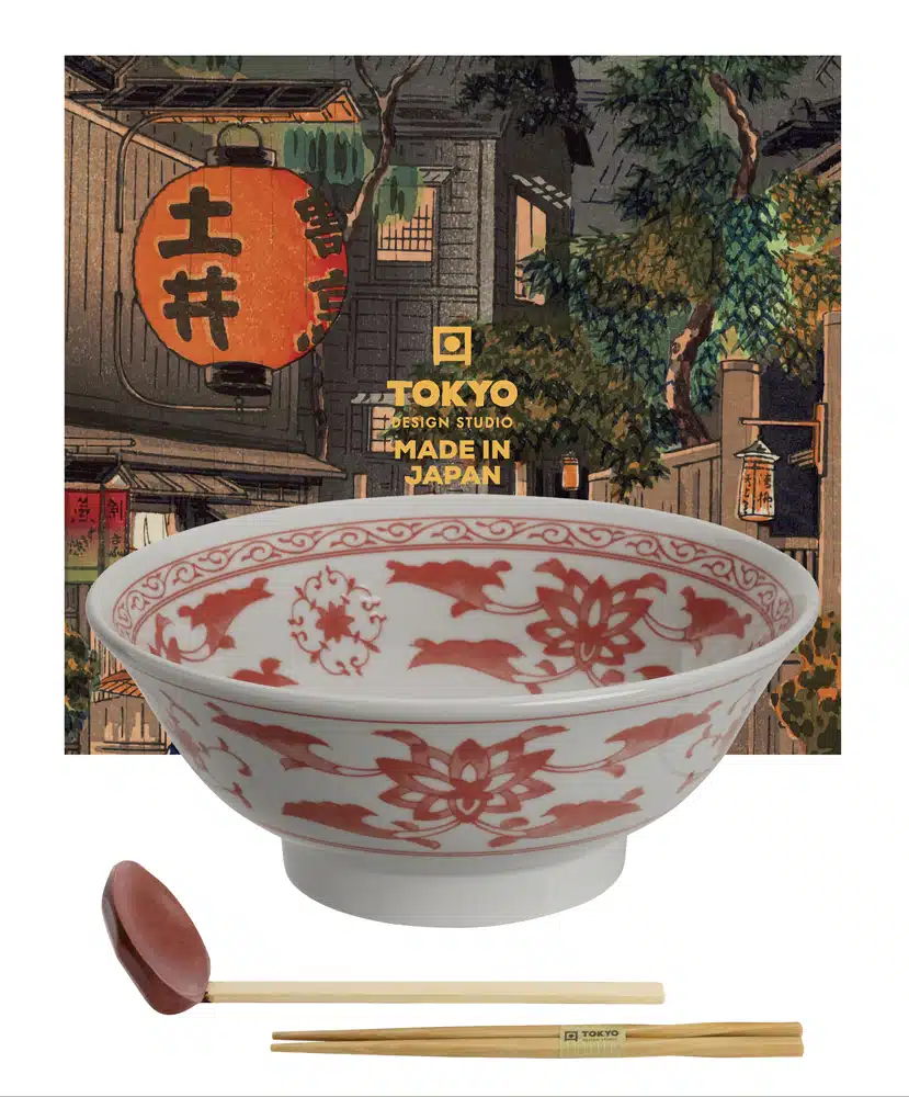 Tokyo Design Studio - Kotobuki - Ramen Bowl Set - 3-piece - Blue/White - 1000ml