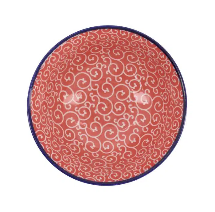 Tokyo Design Studio – Mixed Bowls – Tayo Bowl – Karakusa Inner Red – 14.8×6.8cm 550ml - Image 3