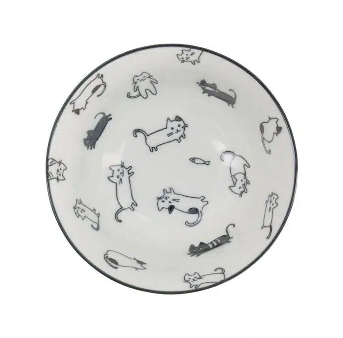 Tokyo Design Studio – Mixed Bowls – Tayo Bowl – Chirashi Cat Black – 14.8×6.8cm 550ml - Image 3