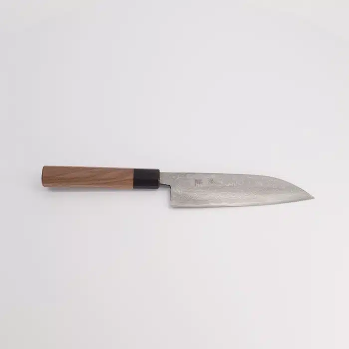 Ishizuchi Mes - Blue2 - Damascus Polished Santoku - 16.5cm