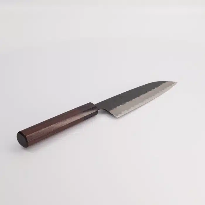 Ishizuchi Stainless Steel Knife - Aogami Super Kurohada - Santoku - Rosewood Octagon Handle - 16.5 cm - Image 3