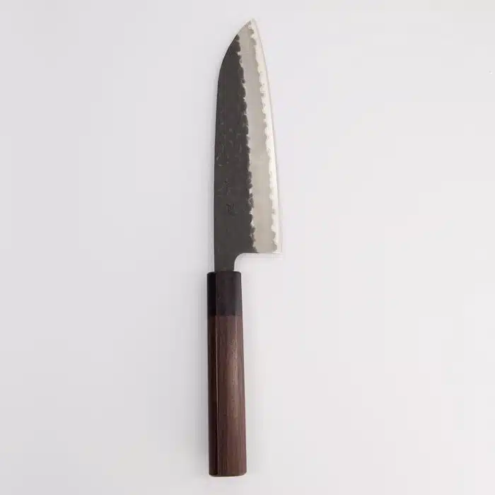 Ishizuchi Stainless Steel Knife - Aogami Super Kurohada - Santoku - Rosewood Octagon Handle - 16.5 cm - Image 4