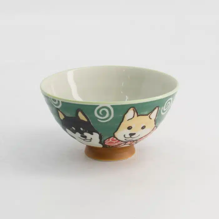 Tokyo Design Studio Kawaii Rice Bowl Shiba-Dog 11.5x6cm 300ml Green - Image 3