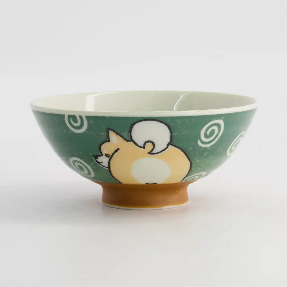 Tokyo Design Studio - Kawaii - Rice Bowl - Shiba Dog - Green - 14.5×6.5cm 500ml - Image 2