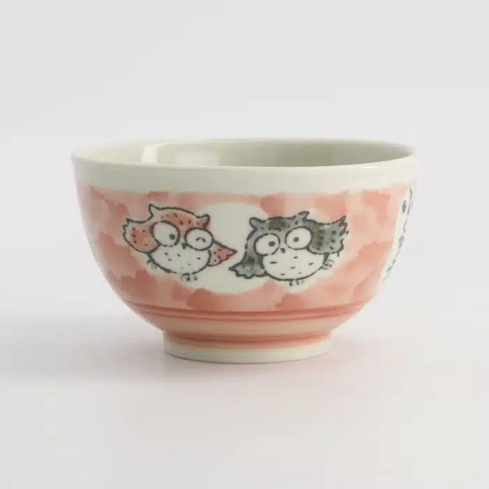 Tokyo Design Studio - Kawaii - Rice Bowl - Owl - Pink - 13×8cm 400ml - Image 2