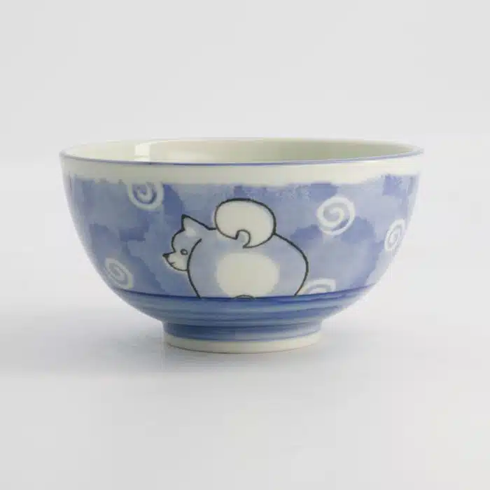 Tokyo Design Studio - Kawaii - Rice Bowl - Shiba Dog - Blue - 16×8cm 600ml - Image 2