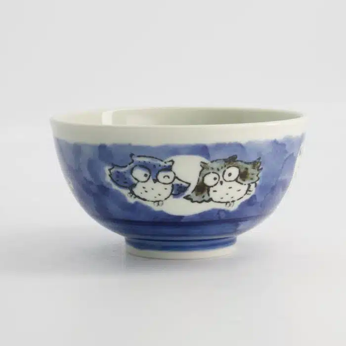 Tokyo Design Studio - Kawaii - Rice Bowl - Owl - Blue - 16×8cm 600ml - Image 2