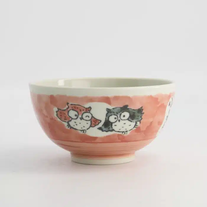 Tokyo Design Studio - Kawaii - Rice Bowl - Owl - Pink - 16×8cm 600ml - Image 2