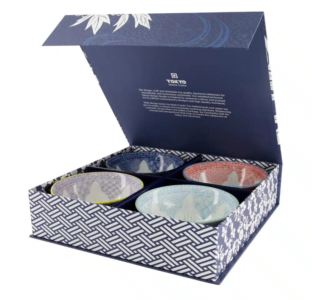 Tokyo Design Studio - Mixed Bowls - Flowers - Tayo Bowls Set - 4 Pieces - 550ml - Image 2