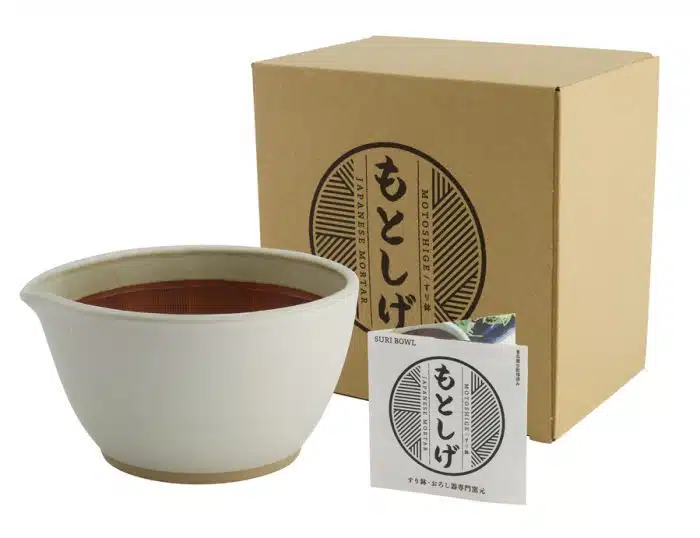Mortar Suribachi Bowl Large With Anti-slip Bottom 18.5x10x18cm White