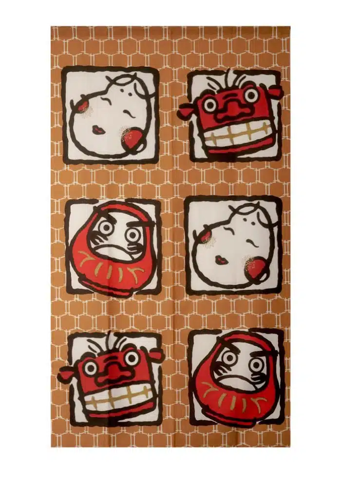 Noren 85x150cm Daruma Lion Dance Okame