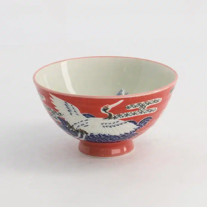 Tokyo Design Studio Kawaii Rice Bowl Crane 11.5x6cm 300ml Red