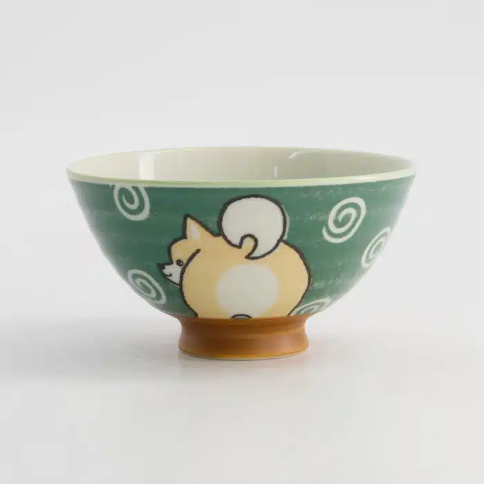Tokyo Design Studio Kawaii Rice Bowl Shiba-Dog 11.5x6cm 300ml Green