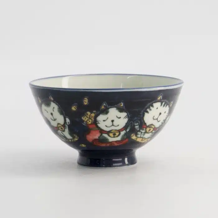 Tokyo Design Studio Kawaii Rice Bowl Cat Neko 11.5x6cm 300ml Blue - Image 2