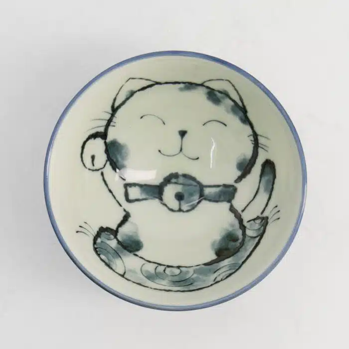Tokyo Design Studio Kawaii Rice Bowl Cat Neko 11.5x6cm 300ml Blue - Image 3