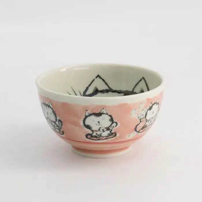 Tokyo Design Studio Kawaii Rice Bowl Cat Neko 16x8cm 600ml Pink
