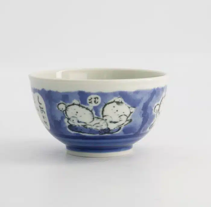 Tokyo Design Studio Kawaii Rice Bowl Cat Neko 16x8cm 600ml Blue - Image 2