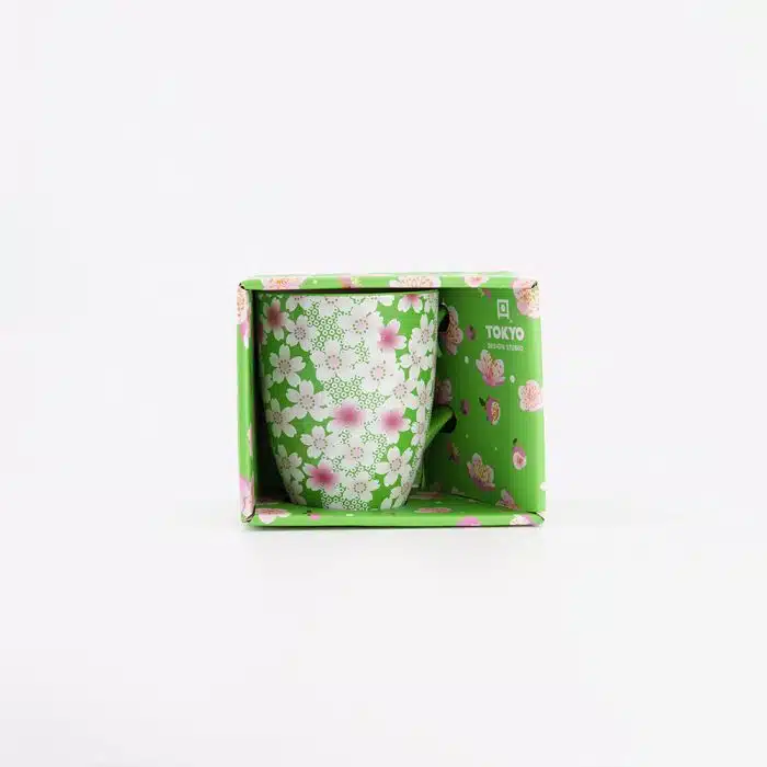 Tokyo Design Studio Kawaii Flower Mug With Gift Box Green 8.5x10.2cm 300ml - Image 2