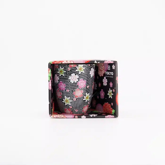 Tokyo Design Studio Kawaii Flower Mug With Gift Box Black 8.5x10.2cm 300ml