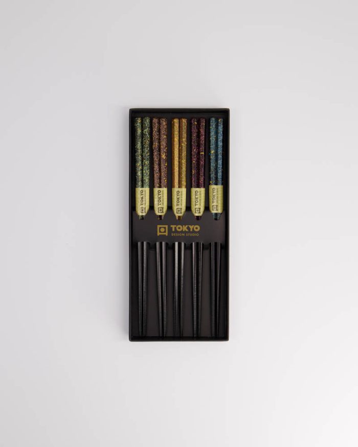 chopsticks gift set - wood - black blue - Image 3
