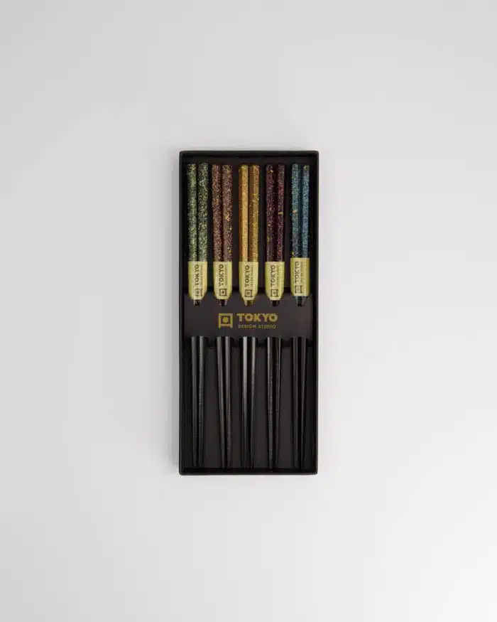 chopsticks gift set - wood - black blue - Image 3