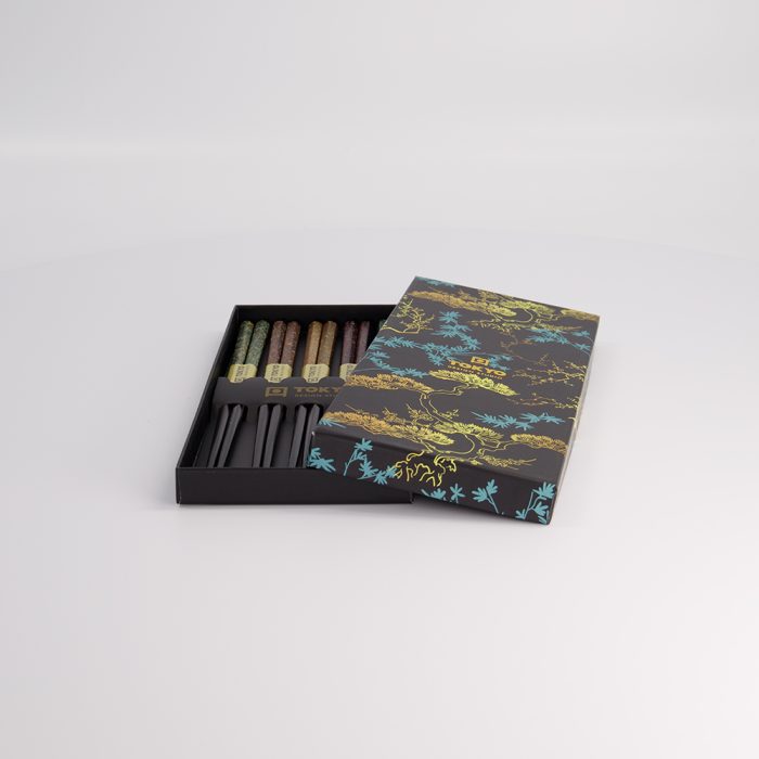 chopsticks gift set - wood - black blue - Image 2