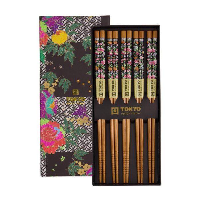 Tokyo Design Studio Chopsticks Gift Set Black And White Checkered